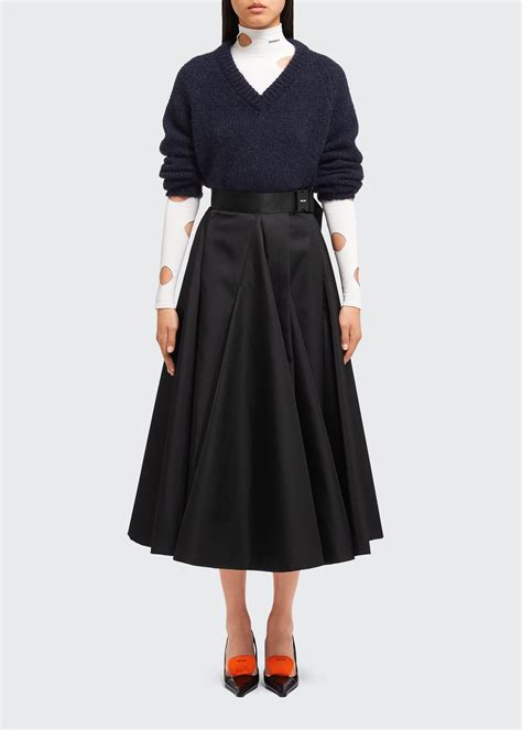 prada belted skirt|prada nylon pleated top.